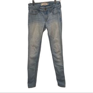 hollister light wash mid rise super skinny jeans size 1